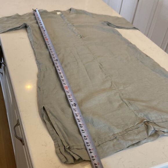 Poetry 100% Linen Half Button Down grey Oversized caftan long dress Size 4 - Picture 8 of 12